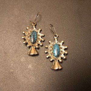 CLEARANCE Vintage Native American Silver Tone Faux Turquoise Earrings